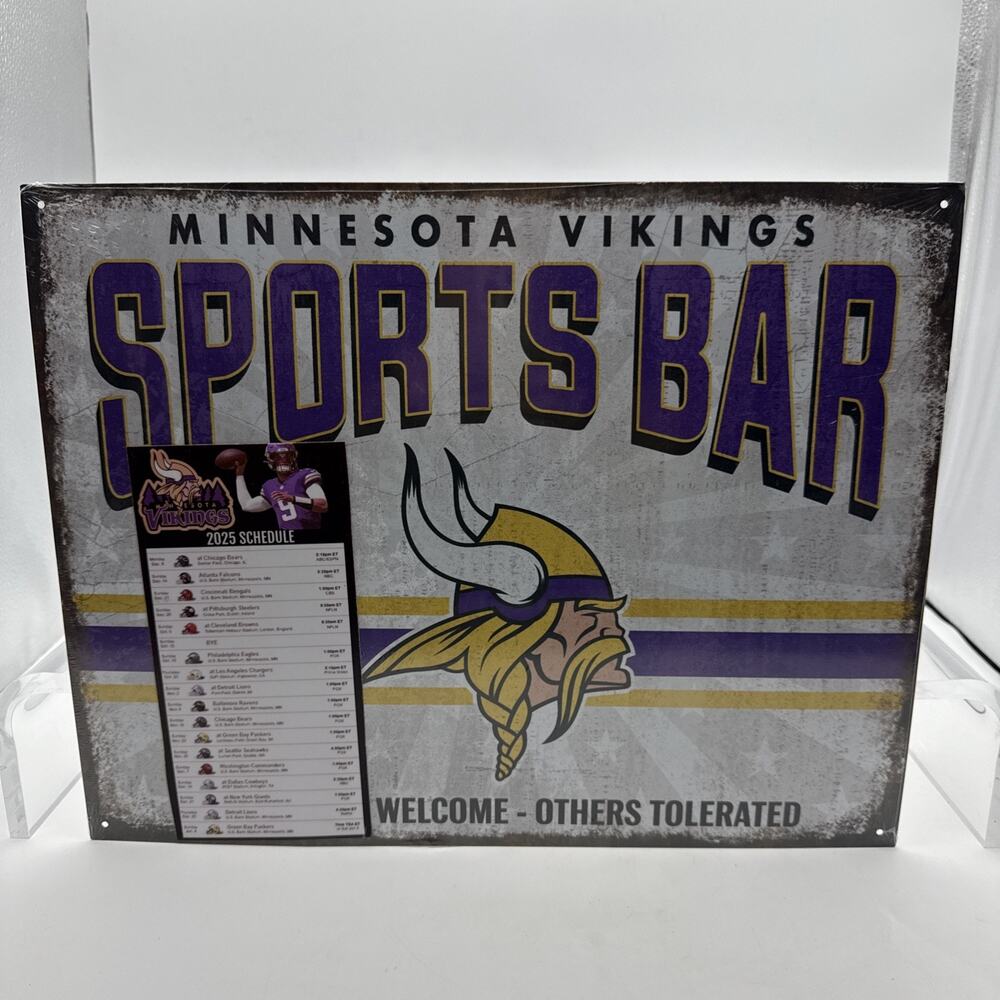 Minnesota Vikings Sports Bar Tin Metal Sign Man Cave Garage Bar Decor 12.5X16In